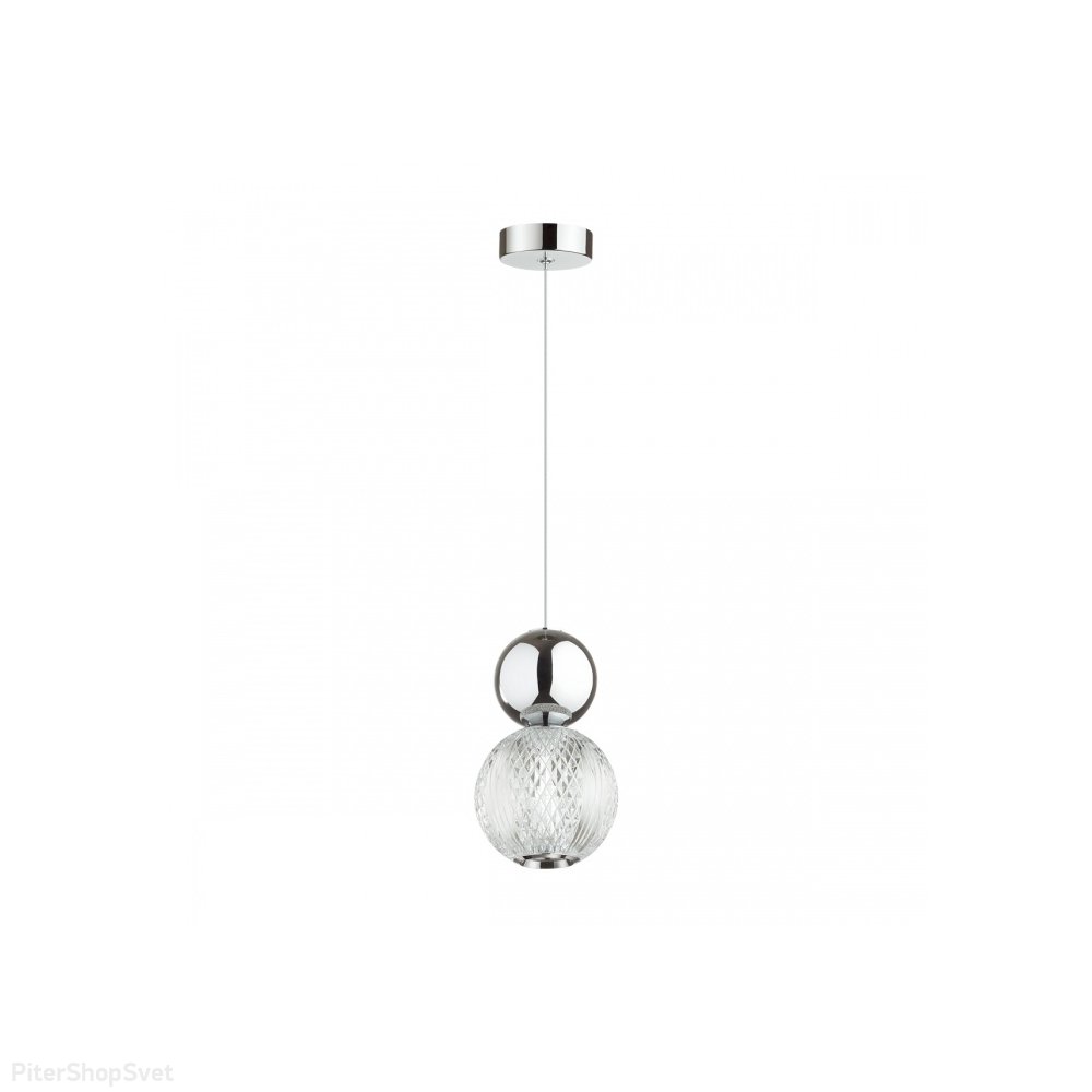 Хромированный подвесной светильник с шарами 7Вт 4000К «Crystal» 5007/7L