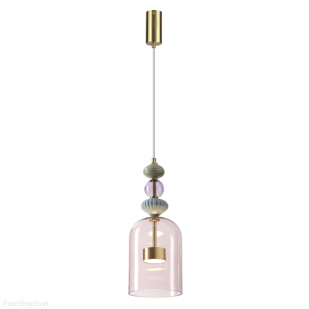 Подвесной светильник с розовым плафоном и керамическим декором 12Вт 4000К «Palleta» 5045/12L