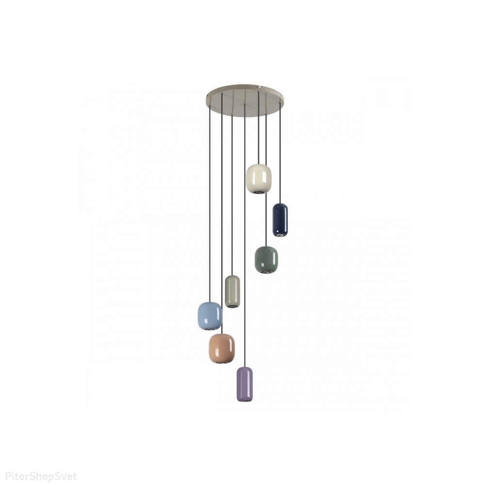 Светильник с разноцветными подвесами на круглом основании «Ovali» 5053/7