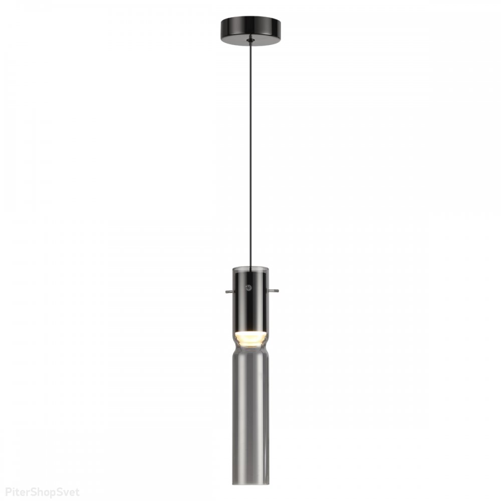 Чёрный подвесной светильник с дымчатым плафоном цилиндр 5Вт 3000К «Scrow» 5058/5L