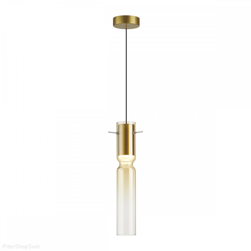 Подвесной светильник с плафоном цилиндр, золотой/янтарный 5Вт 3000К «Scrow» 5058/5LA