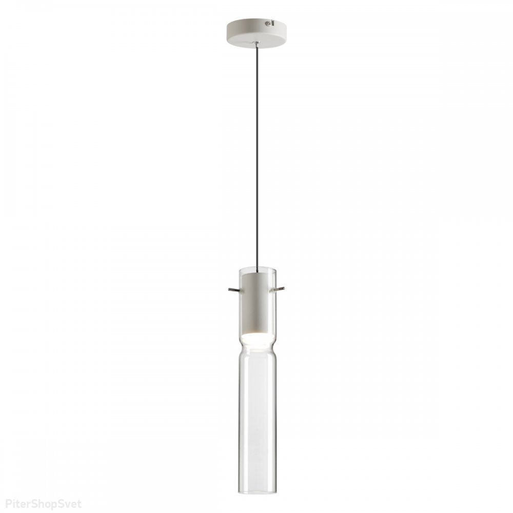 Белый подвесной светильник с прозрачным плафоном цилиндр 5Вт 3000К «Scrow» 5058/5LB