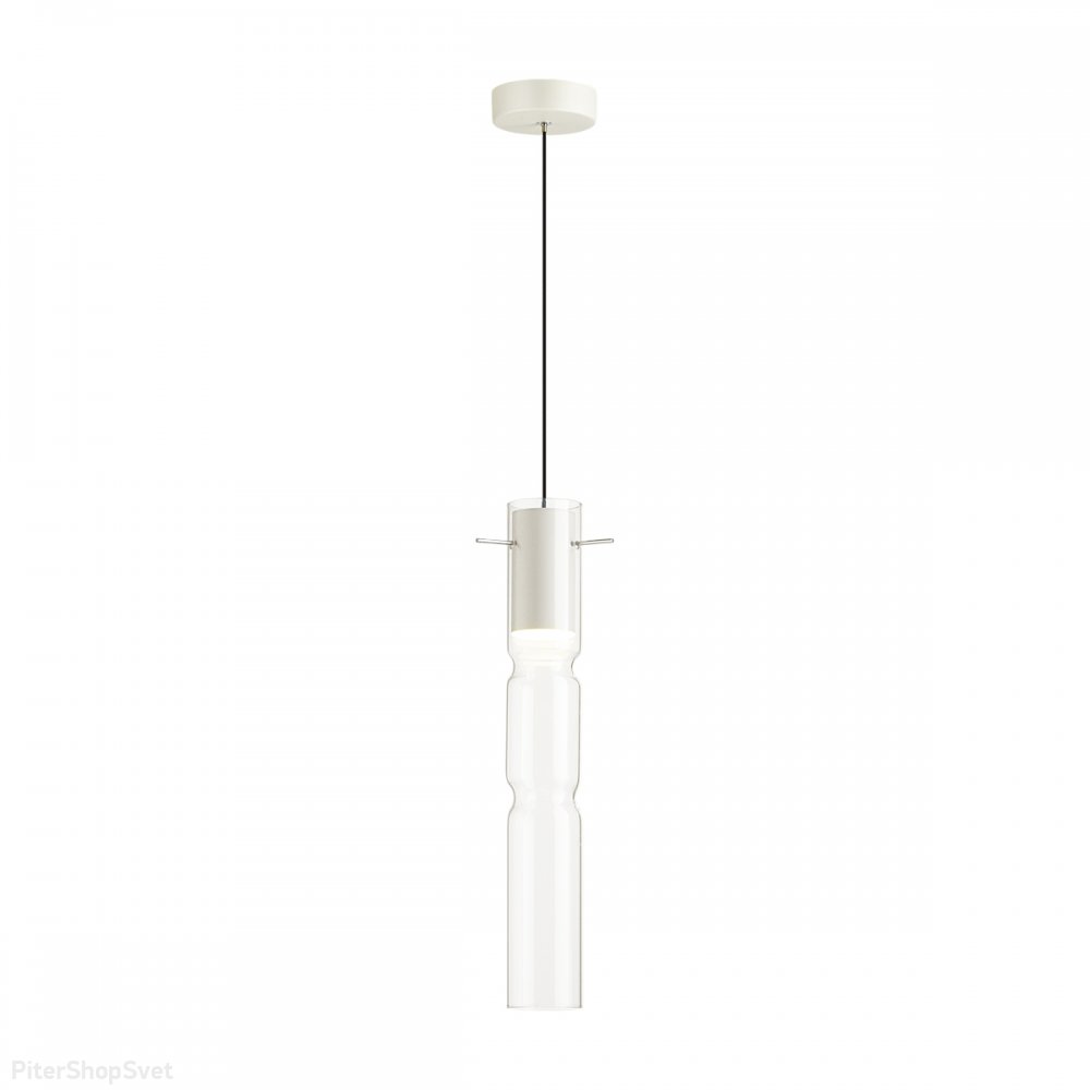 Белый подвесной светильник с прозрачным плафоном цилиндр «Scrow» 5059/5LB