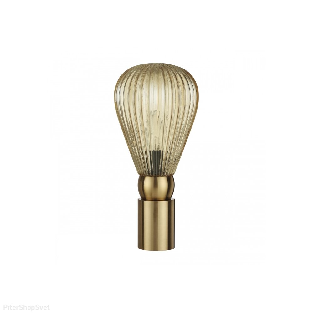 Настольная лампа золотого цвета с янтарным плафоном «Elica» 5402/1T