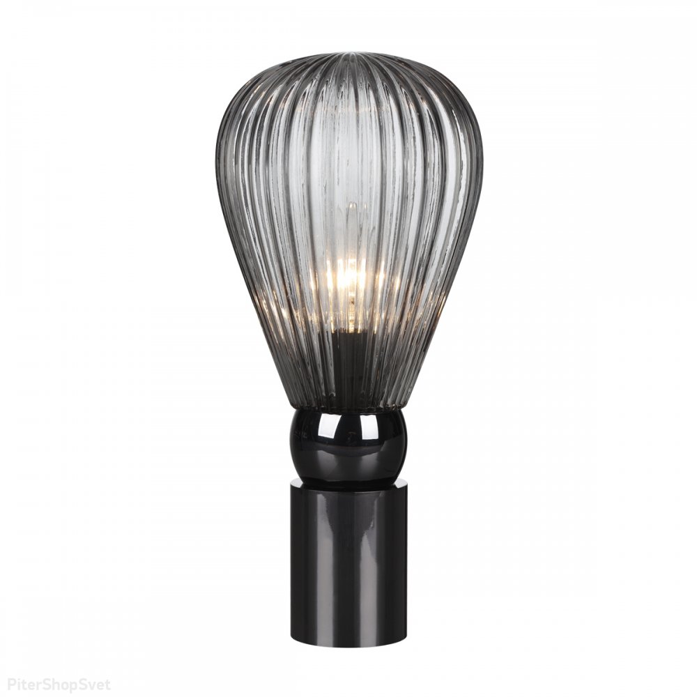 Настольная лампа чёрный хром с дымчатым плафоном «Elica» 5417/1T