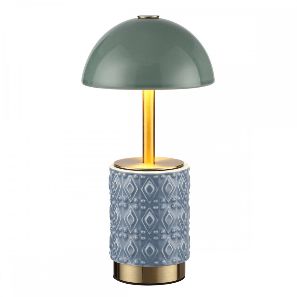 Керамическая настольная LED лампа с зелёным купольным плафоном и аккумулятором «Lulu» 5452/3TL