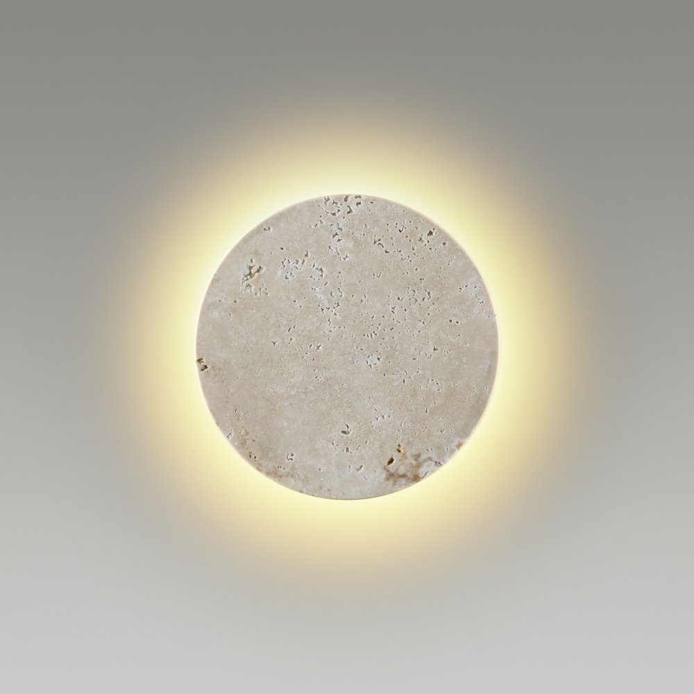 Травертиновый плоский круглый настенный светильник подсветка 5Вт 3000К «TRAVERTINO» 6625/5WL