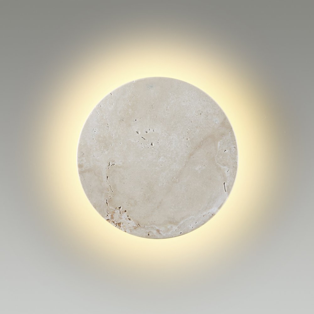 Травертиновый плоский круглый настенный светильник подсветка 8Вт 3000К «TRAVERTINO» 6625/8WL