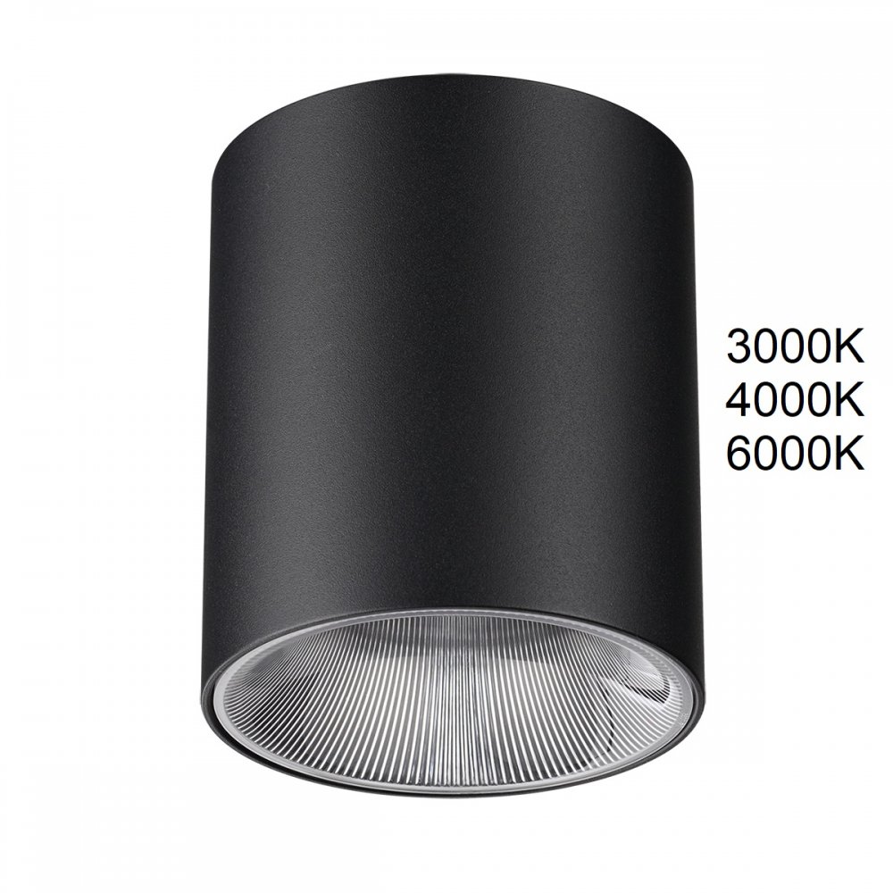 Чёрный накладной потолочный светильник цилиндр 12Вт 3000/4000/6000К «Brim» 7138/12CL