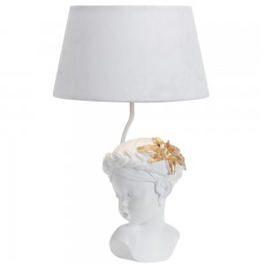 Белая настольная лампа девочка с золотым цветком в волосах «Arre»