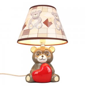 Керамическая настольная лампа мишка с сердцем «Marcheno»