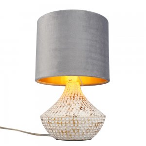 Керамическая настольная лампа с бархатным абажуром «Lucese»