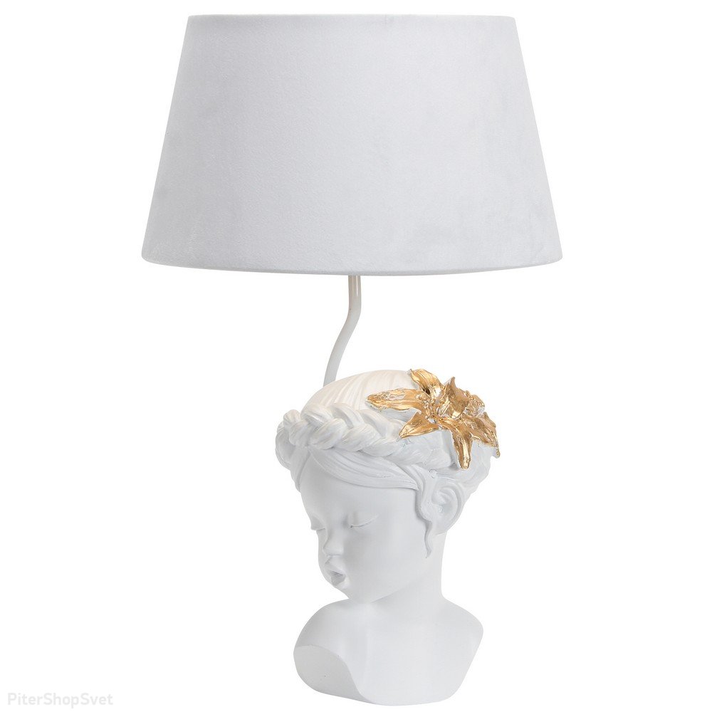 Белая настольная лампа девочка с золотым цветком в волосах «Arre» OML-10714-01