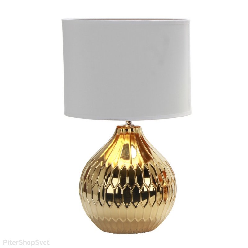 Керамическая настольная лампа золотого цвета с белым абажуром «Abbadia» OML-16204-01