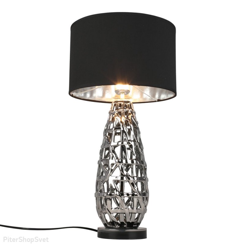 Керамическая настольная лампа чёрный/хром «Borselli» OML-19404-01