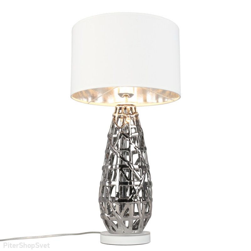 Керамическая настольная лампа хром/белый «Borselli» OML-19414-01