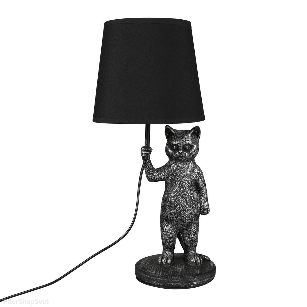 Настольная лампа кот с абажуром в лапе «Padova» OML-19824-01