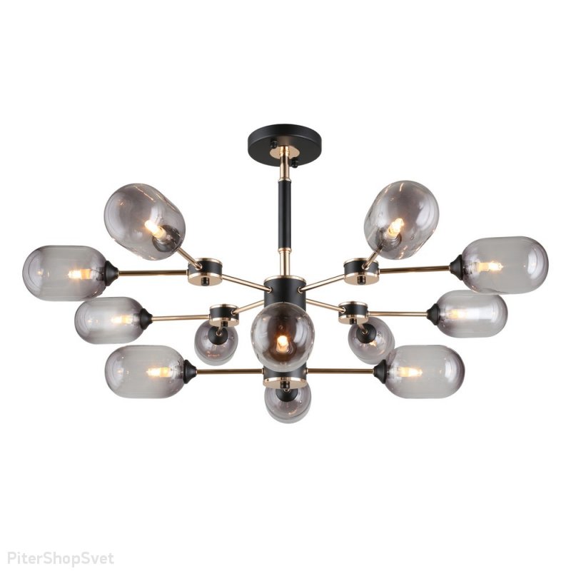 Чёрно-золотая люстра на штанге «Loano» OML-94807-12