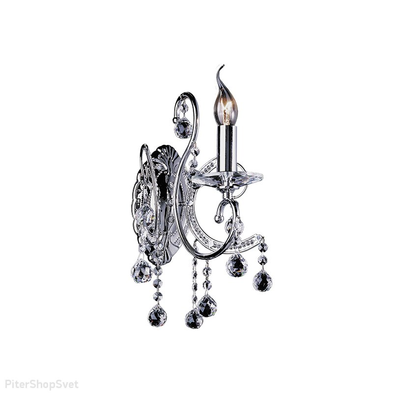 Настенное бра свеча с хрустальными подвесками «Elegante» 708614