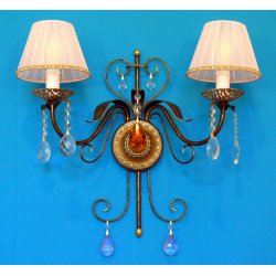 Двухрожковое бра с хрустальными подвесками РБ 1102АХ/Ч «Астра»
