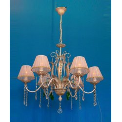 Подвесная люстра янтарного цвета с хрустальными подвесками рл 1106ах/б «астра»