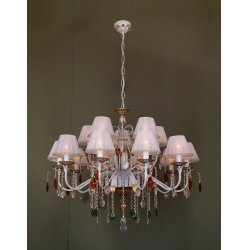 Белая люстра с разноцветными подвесками рл 1115ах/б «астра»