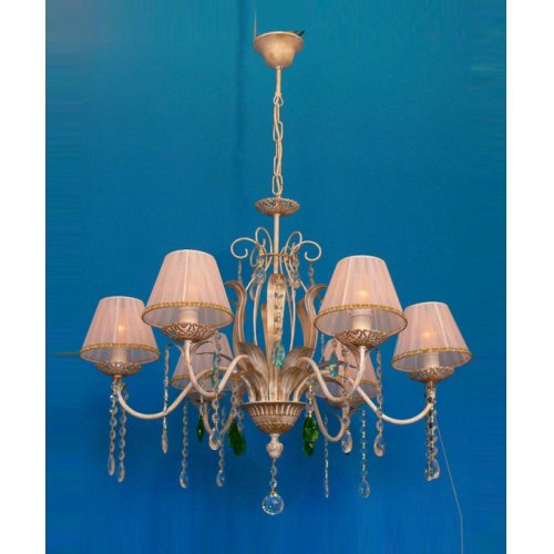 Подвесная люстра янтарного цвета с хрустальными подвесками «астра» рл 1106ах/б