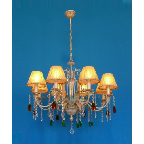 Люстра янтарного цвета с разноцветными подвесками «астра» рл 1108ах/б