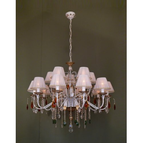 Белая люстра с разноцветными подвесками «астра» рл 1115ах/б