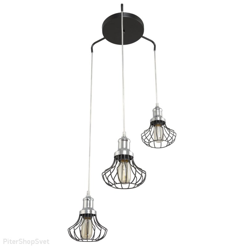 Подвесной светильник «LOFT» 2-8713-3-BK+CR E27