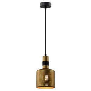 Чёрно-золотой подвесной светильник цилиндр с дырочками «Betty»