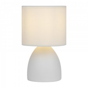 Белая керамическая настольная лампа с абажуром цилиндр «Nadine»