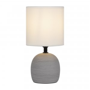Серо-белая керамическая настольная лампа с абажуром цилиндр «Sheron»