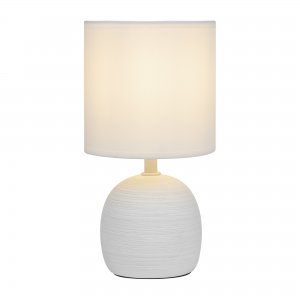 Белая керамическая настольная лампа с абажуром цилиндр «Sheron»