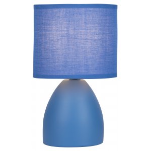 Синяя керамическая настольная лампа с абажуром цилиндр «Nadine»