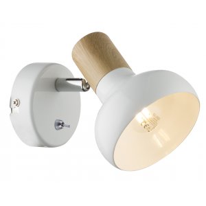Бело-древесный поворотный светильник спот с выключателем «Lorena»