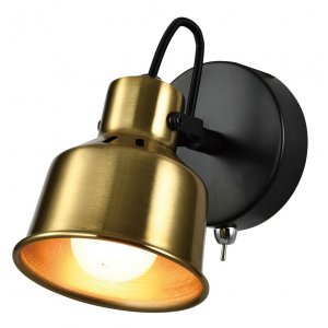 Чёрно-латунный поворотный светильник спот с выключателем «Lenore»