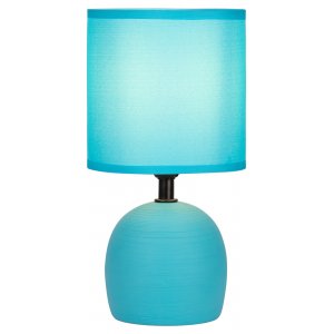Голубая керамическая настольная лампа с абажуром цилиндр «Sheron»