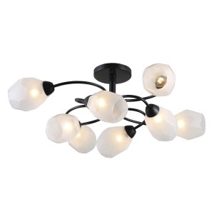 Чёрная восьмирожковая потолочная люстра «Gloria»
