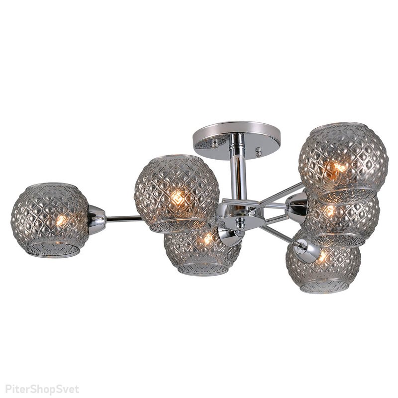 Хромированная потолочная люстра с дымчатыми плафонами «Astrid» 3091-306