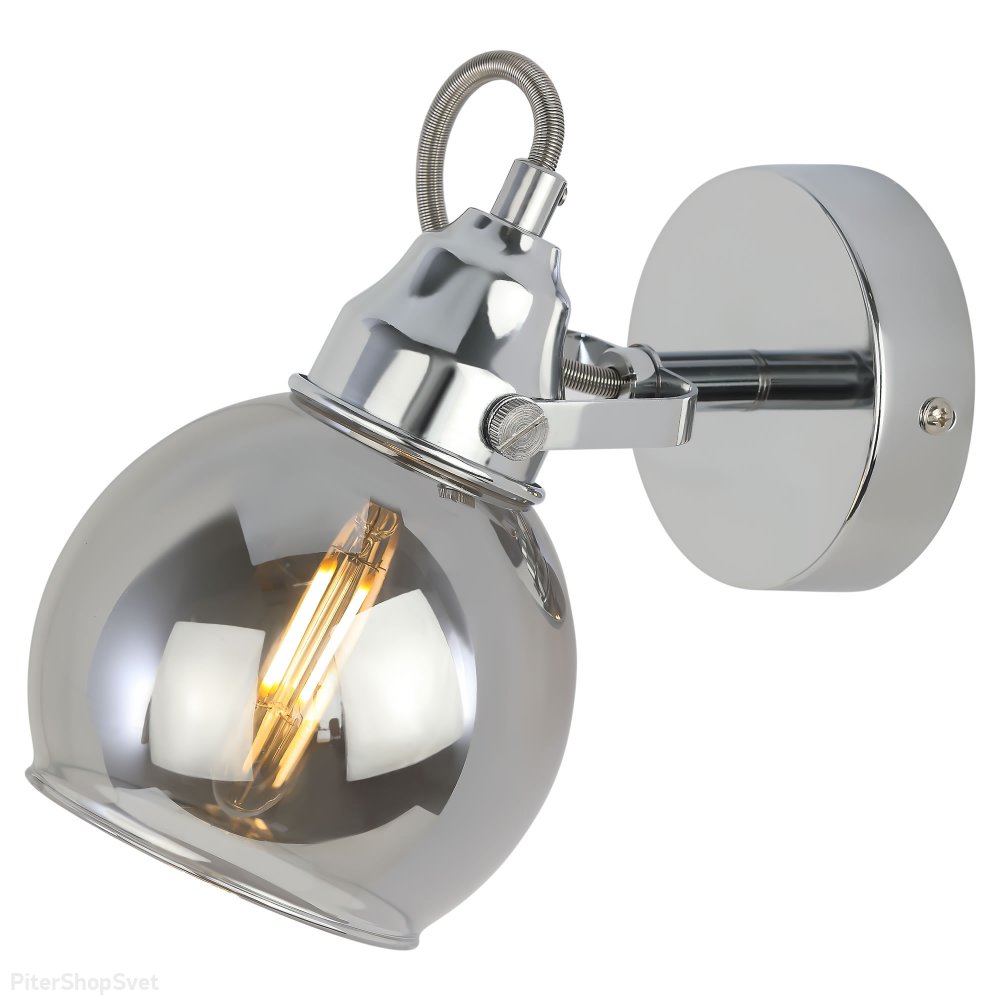 Хромированный поворотный настенный светильник с дымчатым плафоном «Agnesa» 4056-401