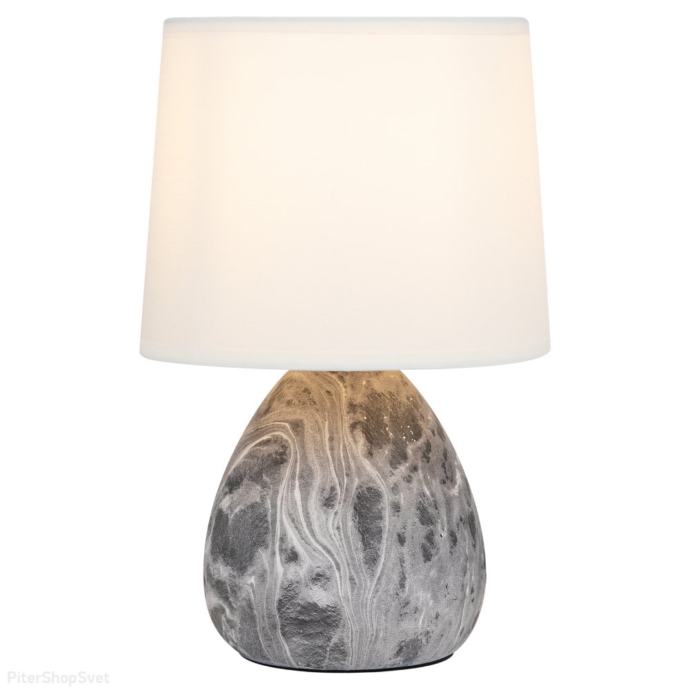 Серо-белая керамическая настольная лампа с абажуром конус «Damaris» 7037-501