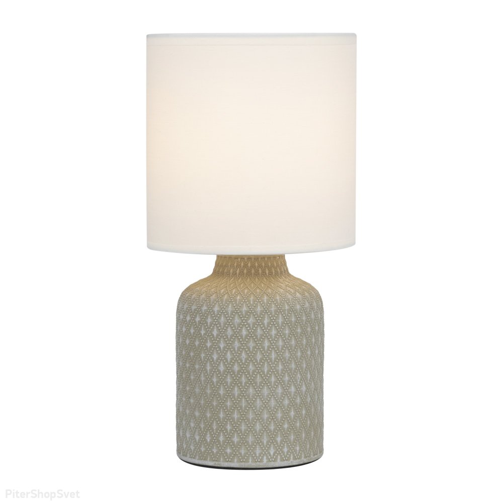 Серо-белая керамическая настольная лампа с абажуром цилиндр «Sabrina» 7043-501