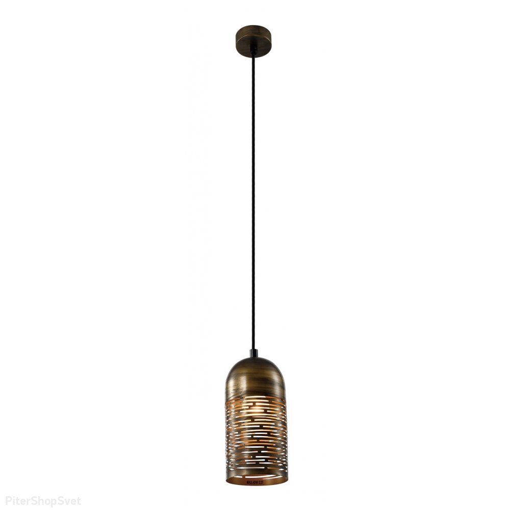 Коричневый патинированный подвесной светильник цилиндр «Lamia» 7062-735