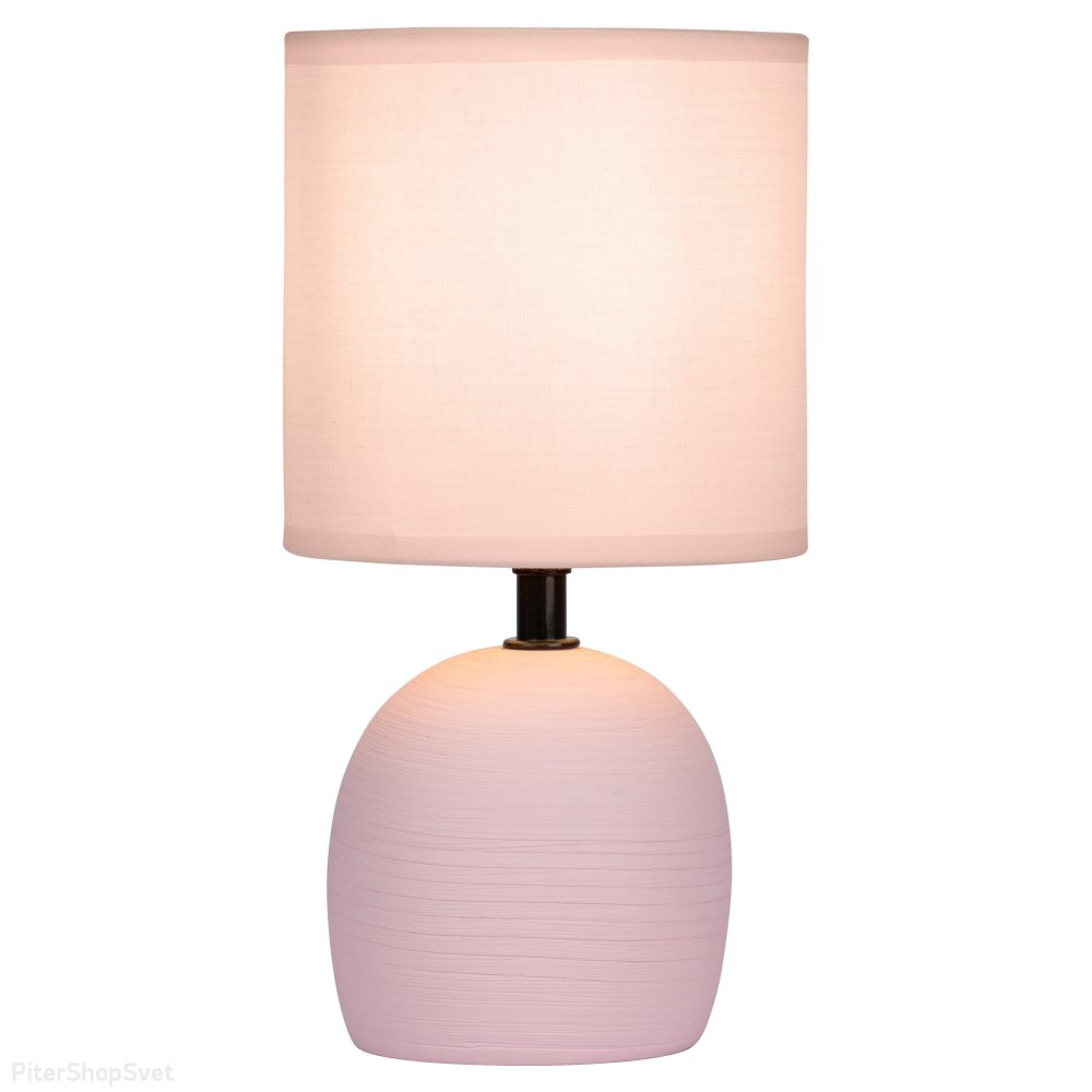 Розовая керамическая настольная лампа с абажуром цилиндр «Sheron» 7067-501