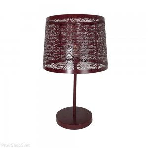 Бордовая настольная лампа из металла «Карвед»