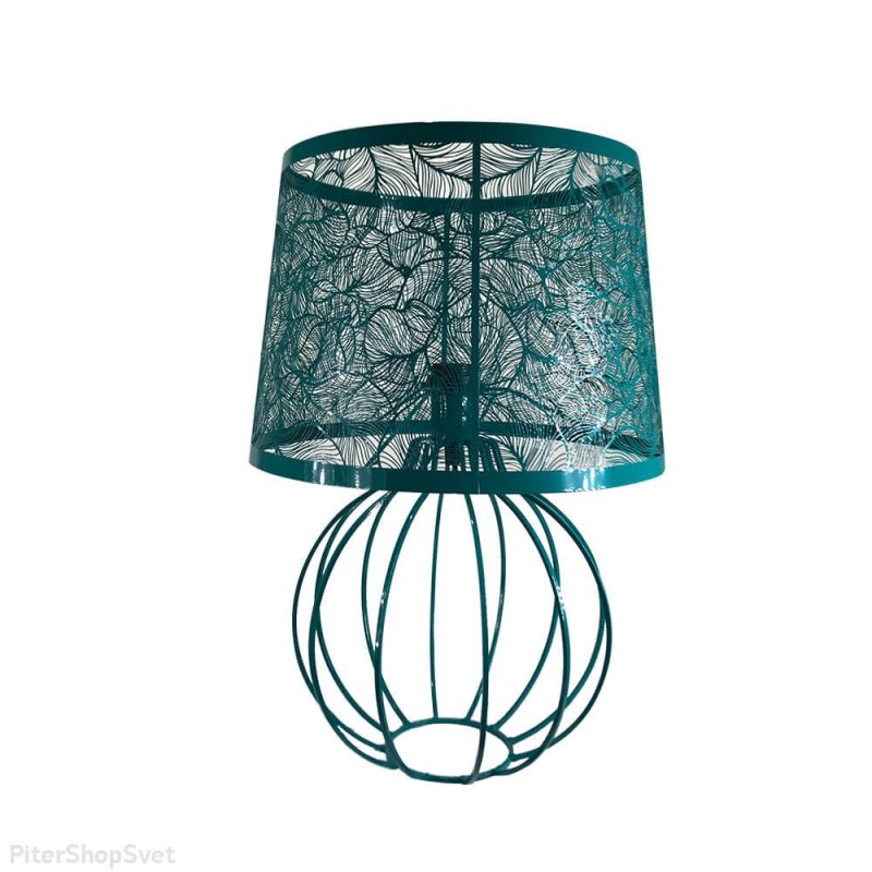 Металлическая настольная лампа бирюзового цвета «Карвед» 39101.04.44.01B