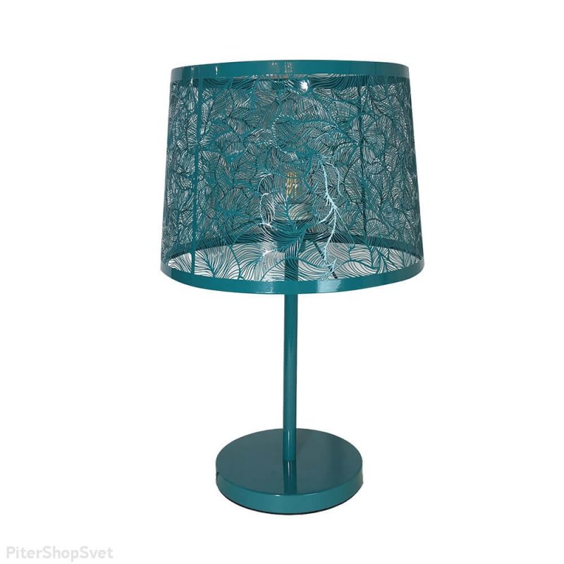 Металлическая настольная лампа бирюзового цвета «Карвед» 39101.04.44.01C