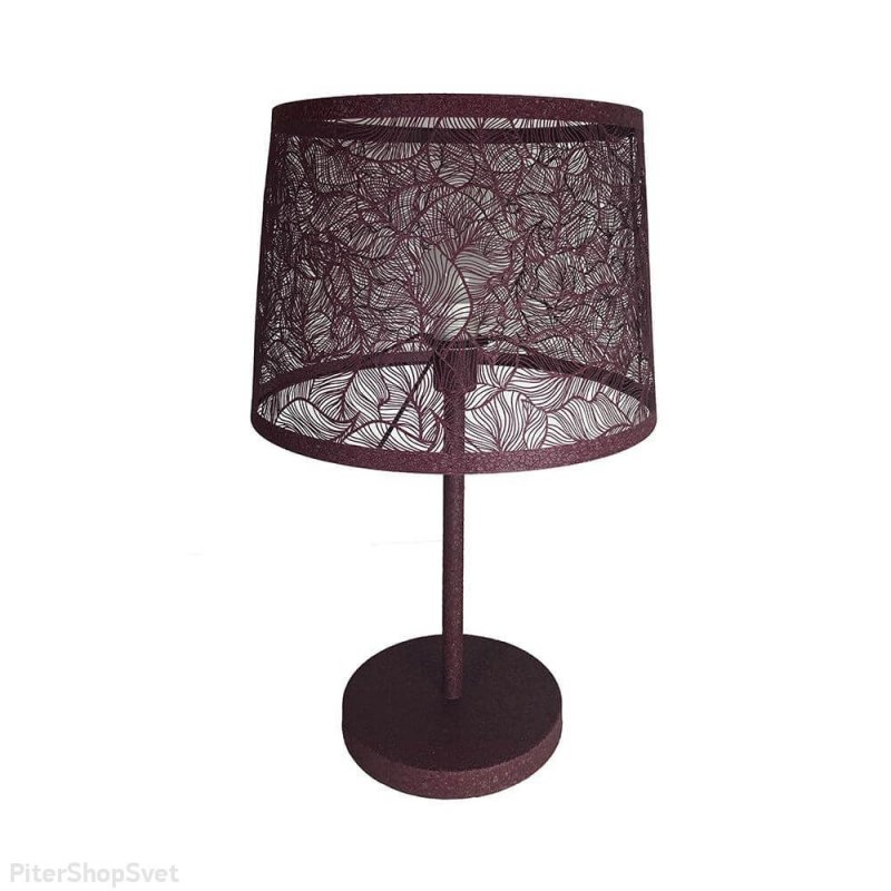 Металлическая настольная лампа бордового цвета «Карвед» 39101.04.68.01C