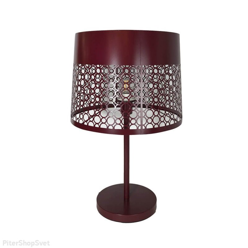 Бордовая настольная лампа из металла «Карвед» 39103.04.12.01C